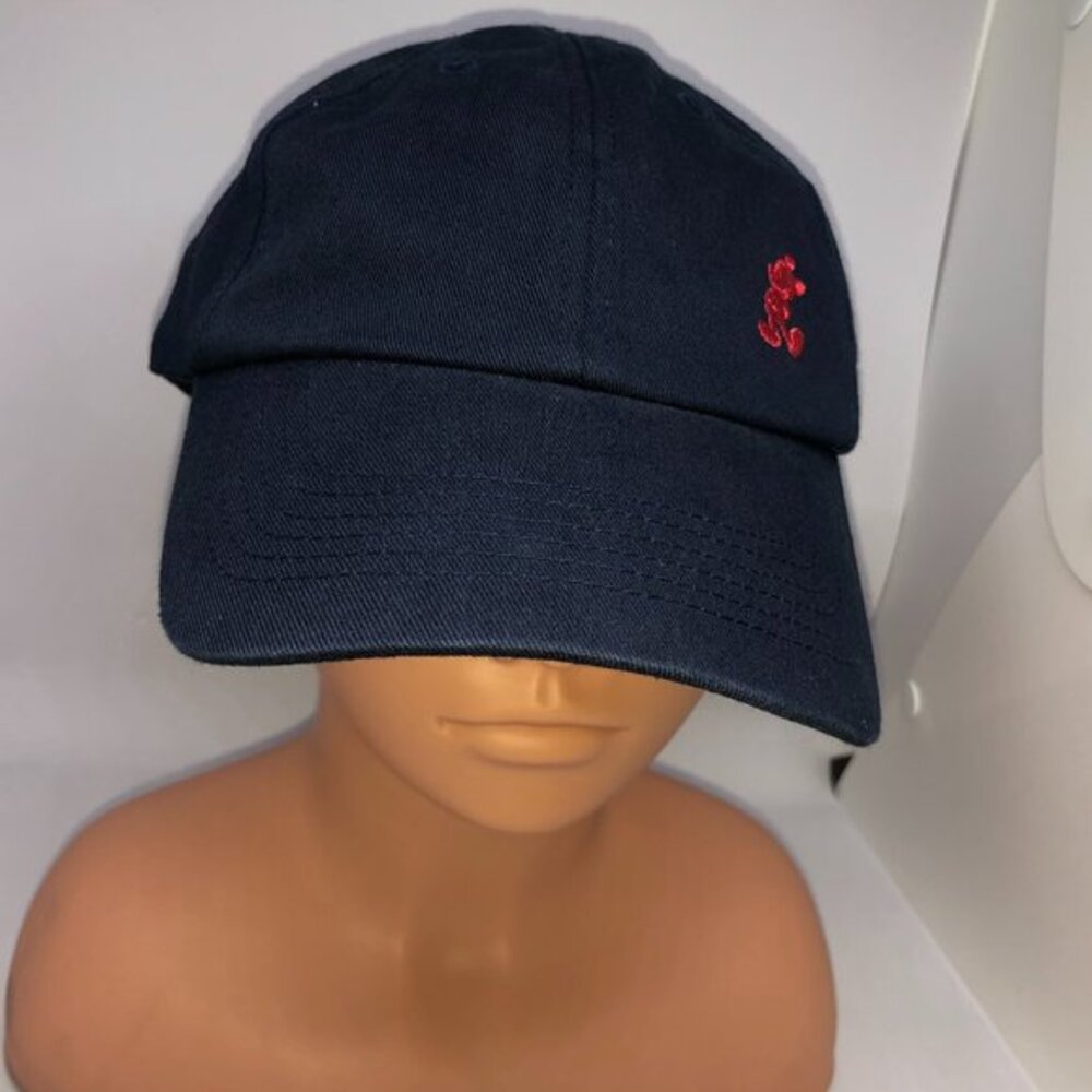 Disney Parks Dark Blue Ball Cap w/Red Embroidery Mickey‎ Logo OS Adult